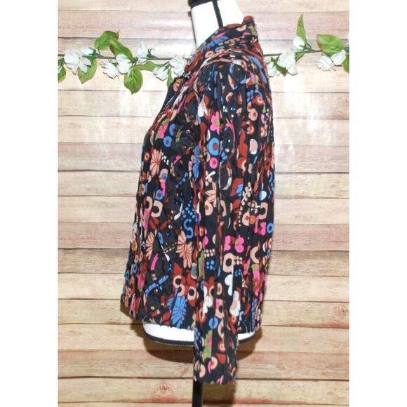 Sara Studio Colorful Bold Retro Size XL Lightweight Shacket Button Front Sequin - Picture 6 of 10